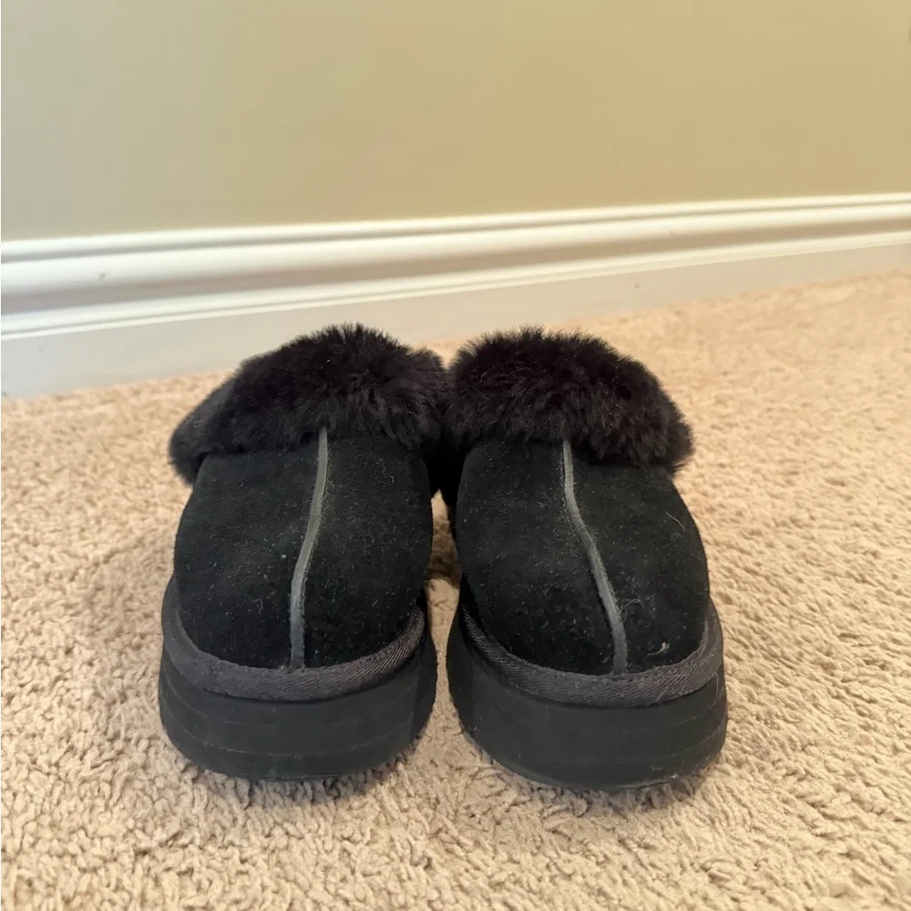 UGG Disquette Suede Fur Platform Slippers - Picture 2 of 5